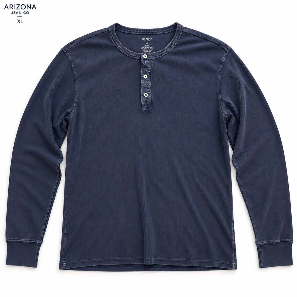 Arizona Jean Co Long Sleeve Henley Size XL Navy Blue